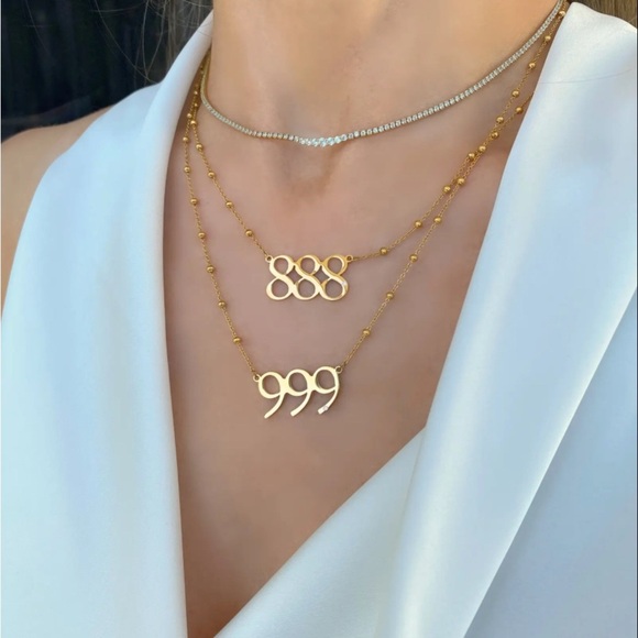 Jackie Mack ABUNDANCE NECKLACE ANGEL NUMBER 999 Elegant 18k Gold Plated NEW $68! - Picture 3 of 5